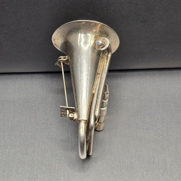 VTG Taxco Sterling Silver French Horn Brooch 2.25" TC-48 Mexico 26.87g Musician - Picture 8 of 12